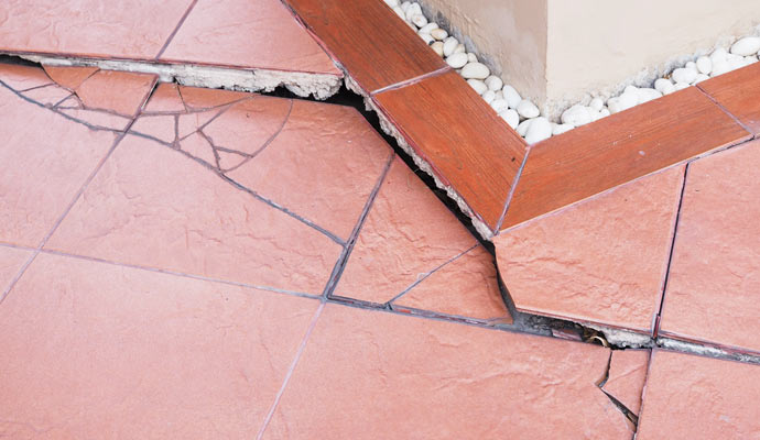 cracked floor tiles