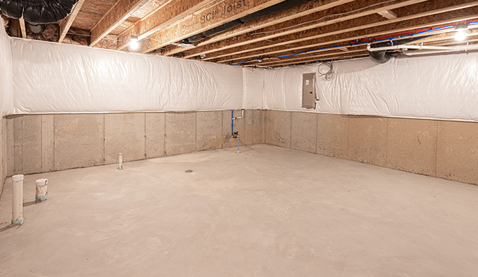 Insulated and waterproofed basement for improved protection.