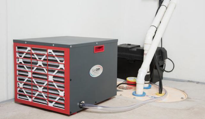 basement floor drying with dehumidifier