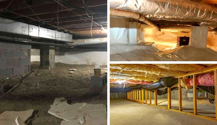 collage of crawl space services