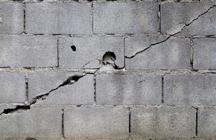 Cracks on a Concrete block wall