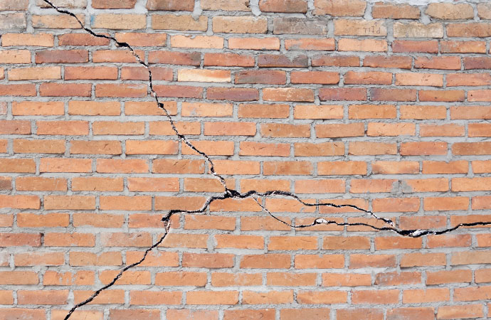 A Cracked brick wall