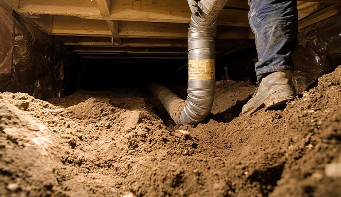 Crawl space drainage system