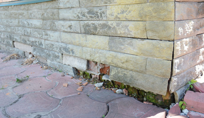 a damaged foundation wall