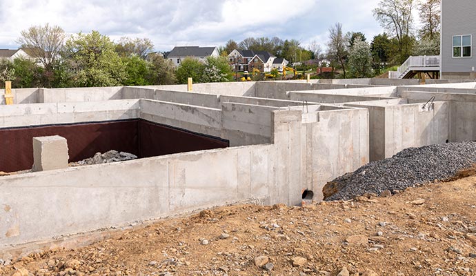 Image of a concrete foundation of a building under construction