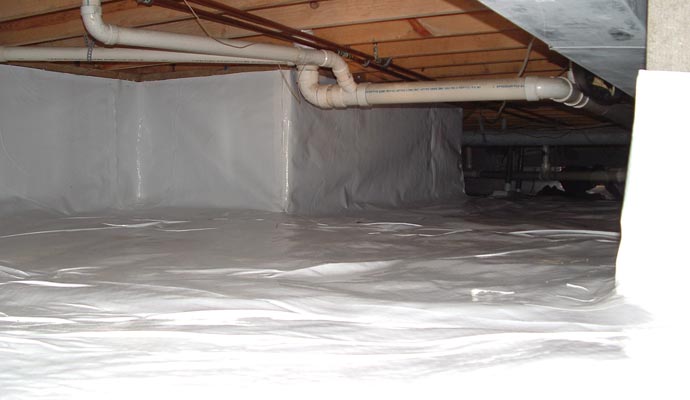 Encapsulation for waterproofing in crawl space Encapsulation for waterproofing in crawl space