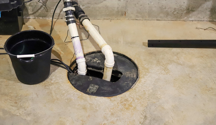 sump pump installation in the basement