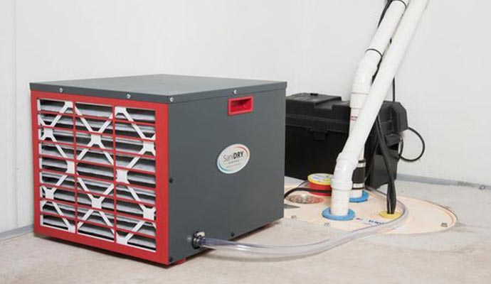 Installed dehumidifier for moisture control