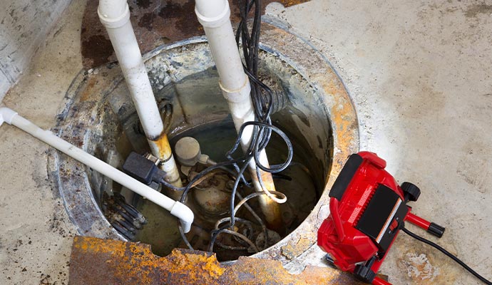 Installed sump pump system