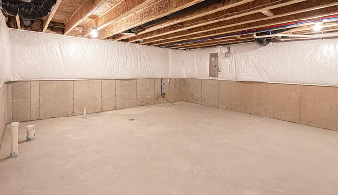 Waterproofed basement