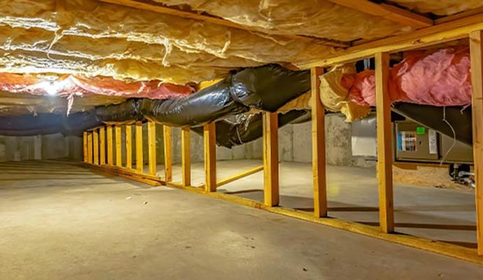 A well-ventilated crawl space